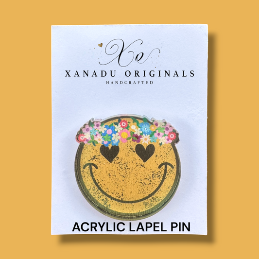 Flower Child Smiley Lapel Pin