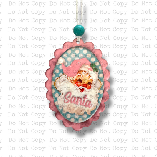 Retro Pink Santa Christmas Ornament