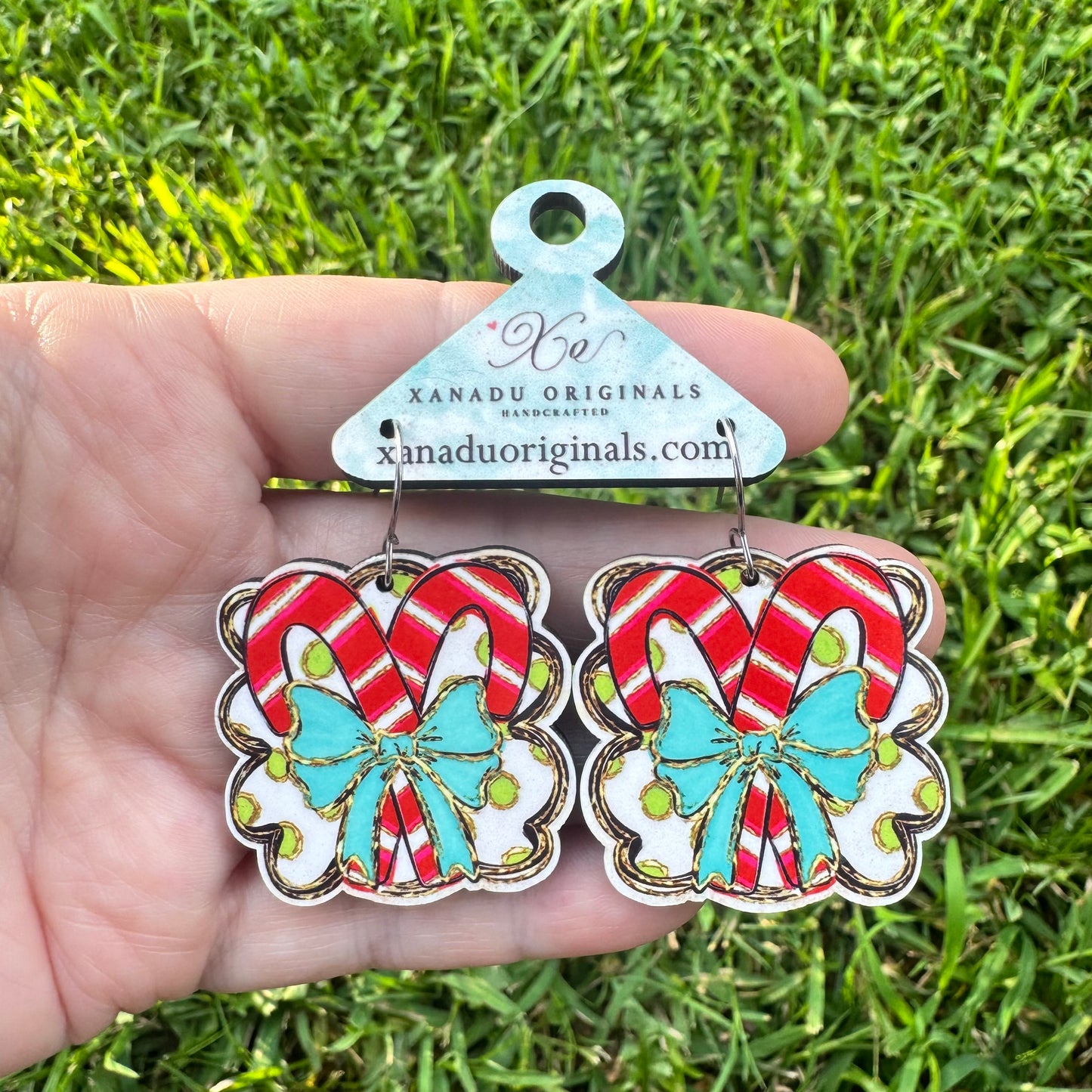 Candy Cane Bow Earrings