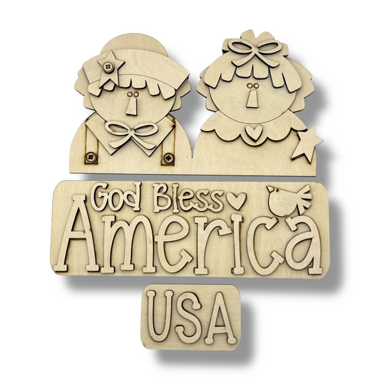Raggedy Ann & Andy Interchangeable Add-On Wood Sign | DIY KIT