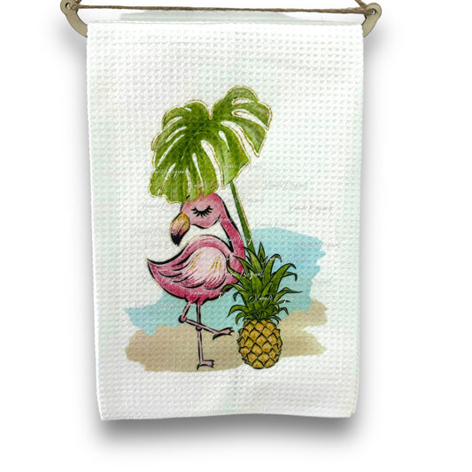 Flamingo Pineapple Tea Towel