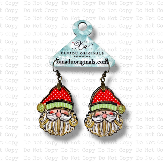 Dots and Stripes Santa Earrings
