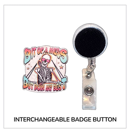Doin My Best Interchangeable Badge Button with Reel Option