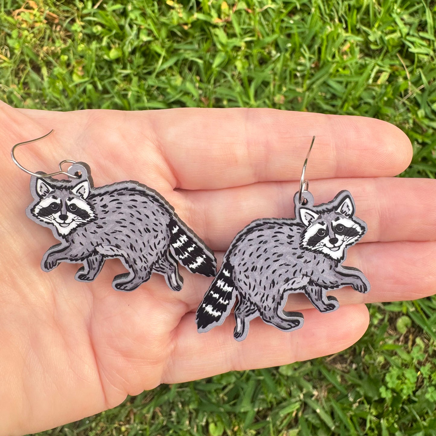 Artisanal Raccoon Dangle Earrings