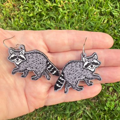 Artisanal Raccoon Dangle Earrings