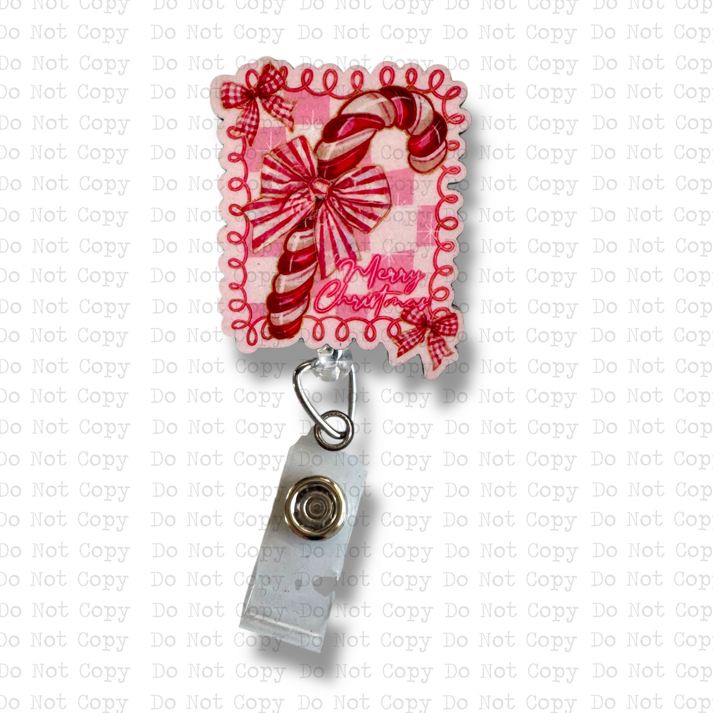 Candy Cane Christmas Interchangeable Badge Button with Reel Option
