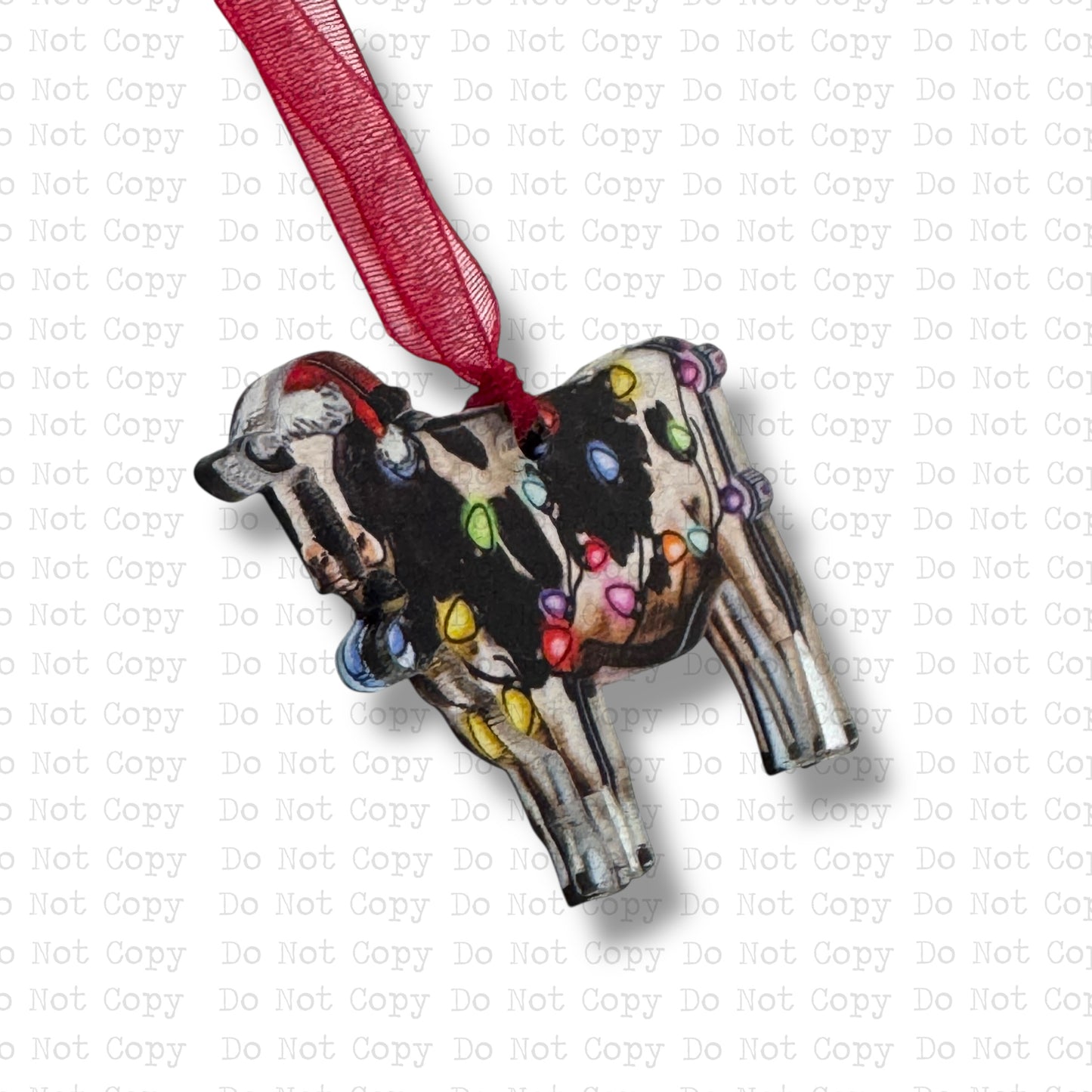 Christmas Lights Cow Mini Ornament