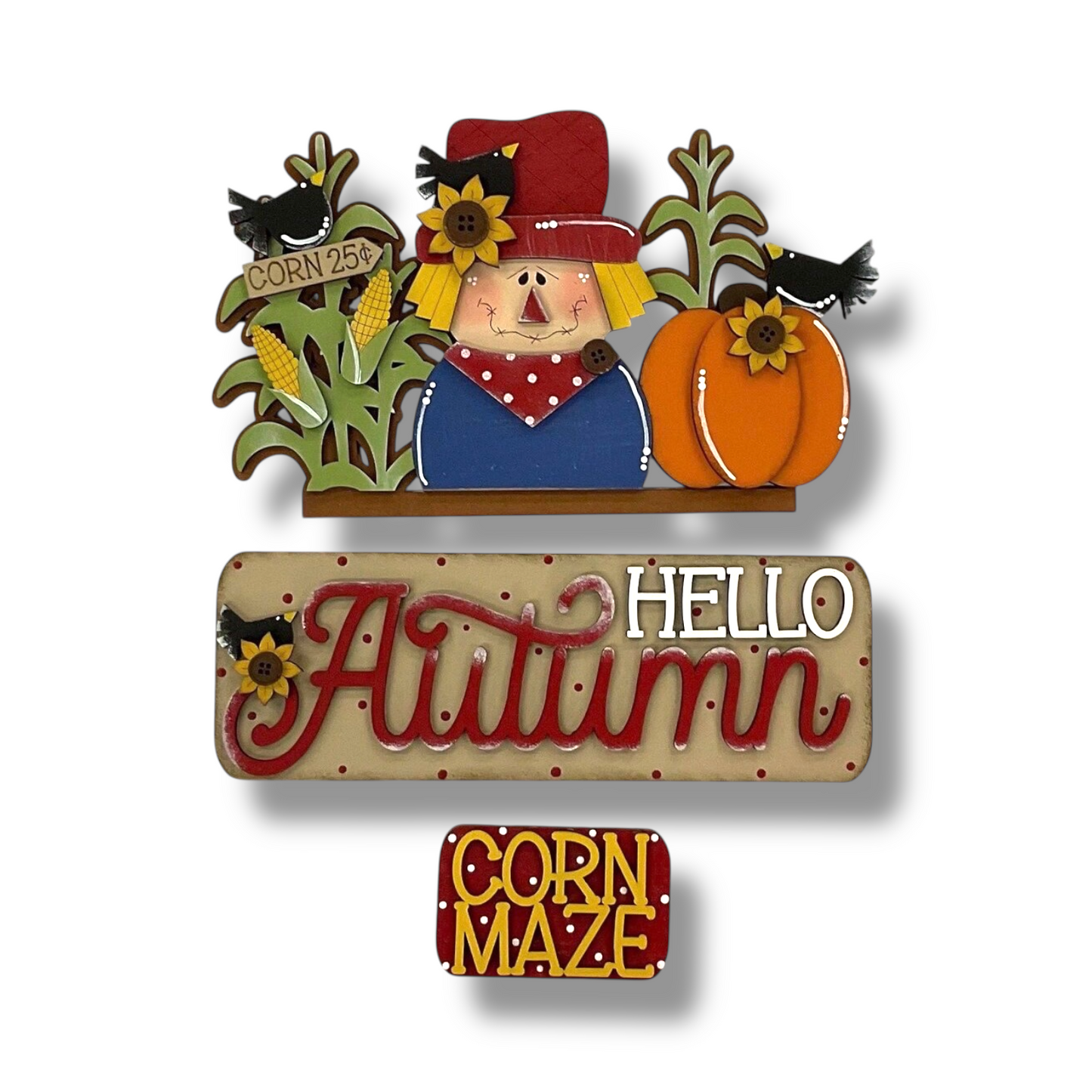 Hello Autumn Scarecrow Interchangeable Wood Sign | DIY