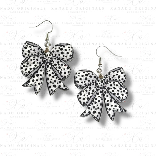Dalmatian School Spirit Bow Earring