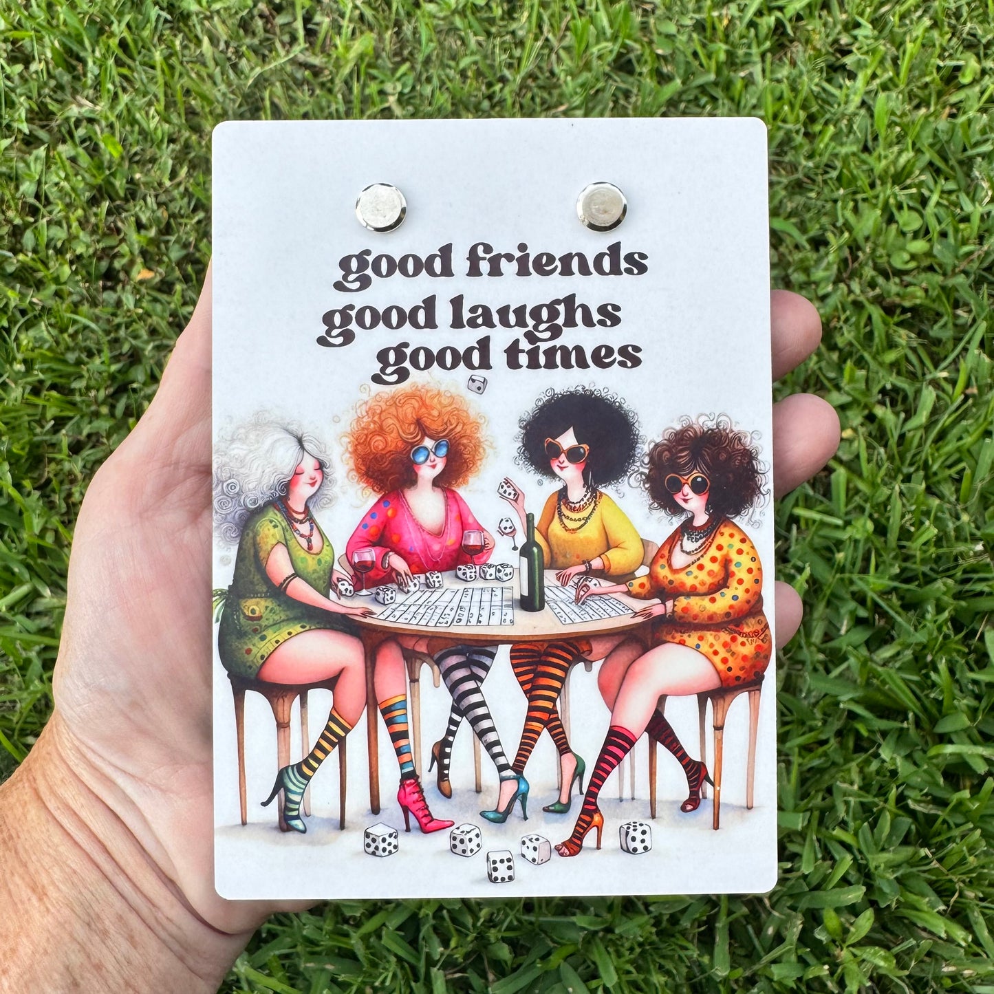 "Good Friends" Bunco Night Mini Clipboard Notepad Holder