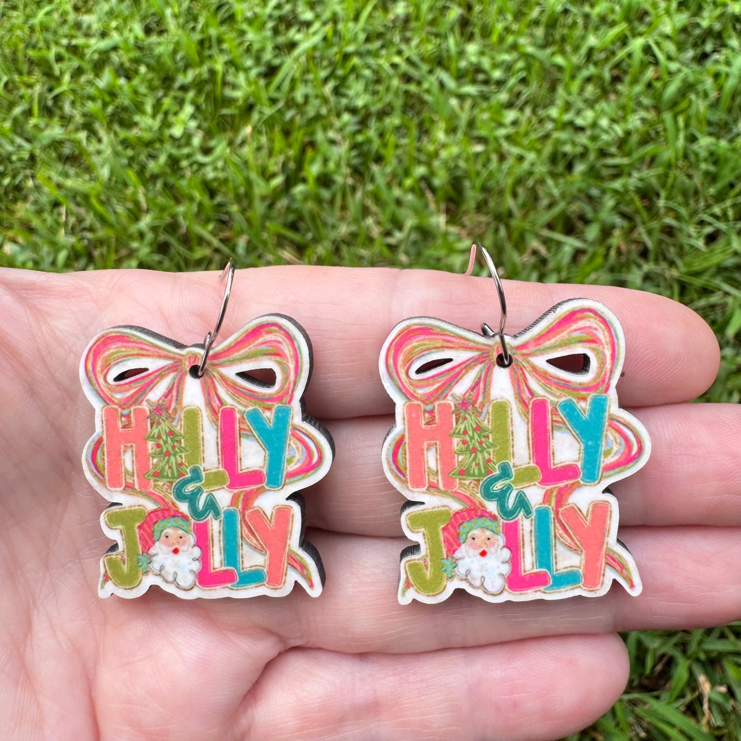 Jolly Santa Bow Earrings