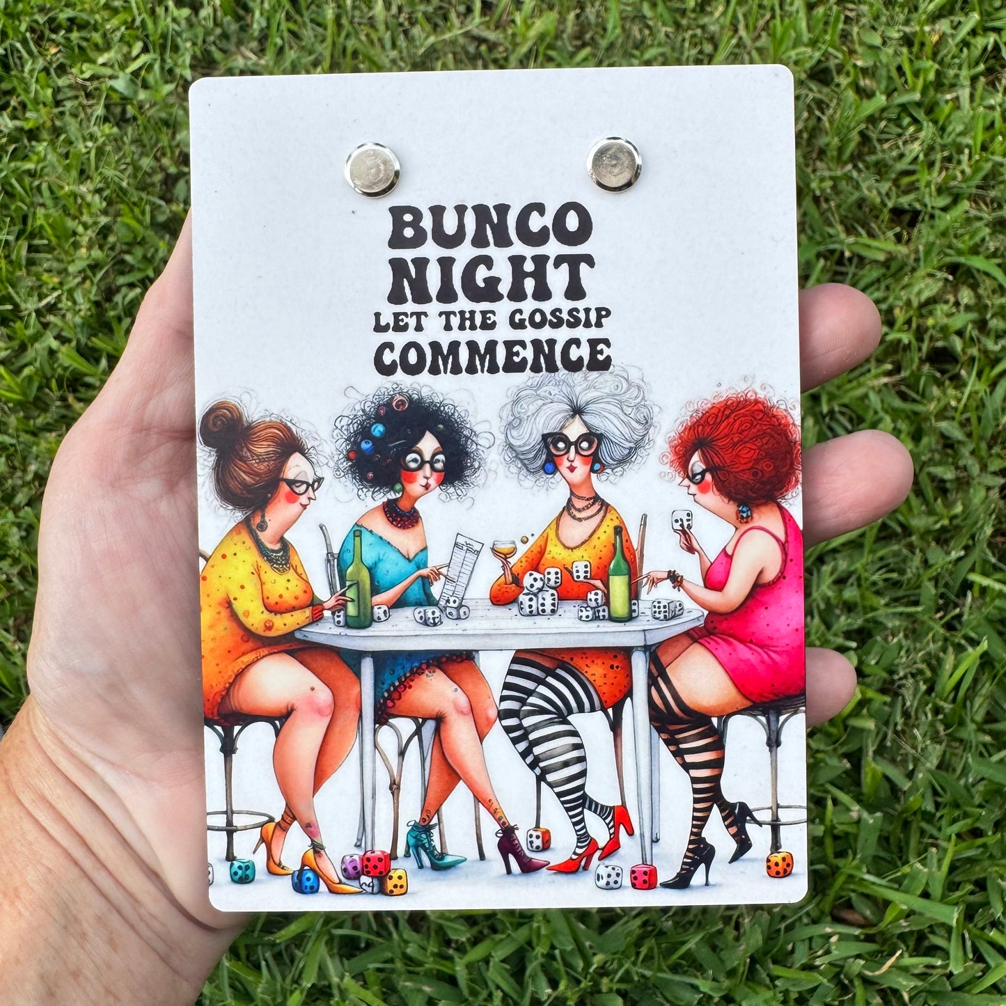 "Bunco Night Let The Gossip Commence" Mini Clipboard Notepad Holder
