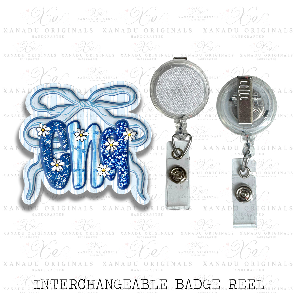 CNA Chinoiserie Bow Retractable Interchangeable Badge Reel