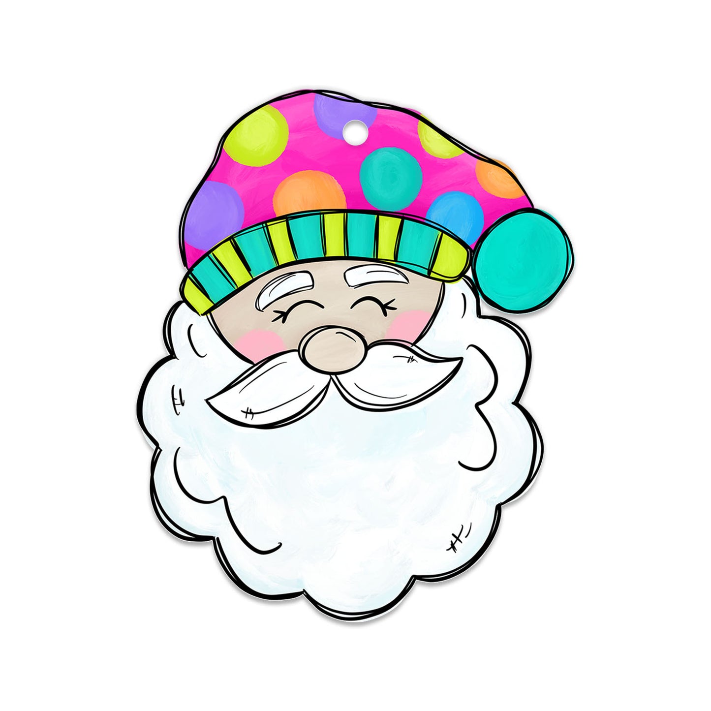 Polka-dot Hat Santa Christmas Ornament