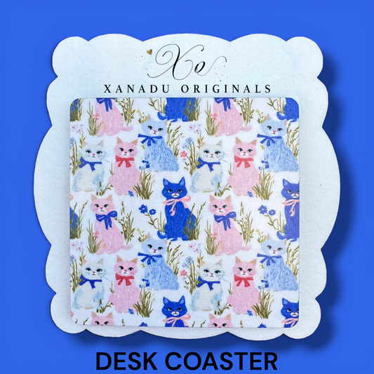 Vintage Coquette Ribbon Kitten Coaster
