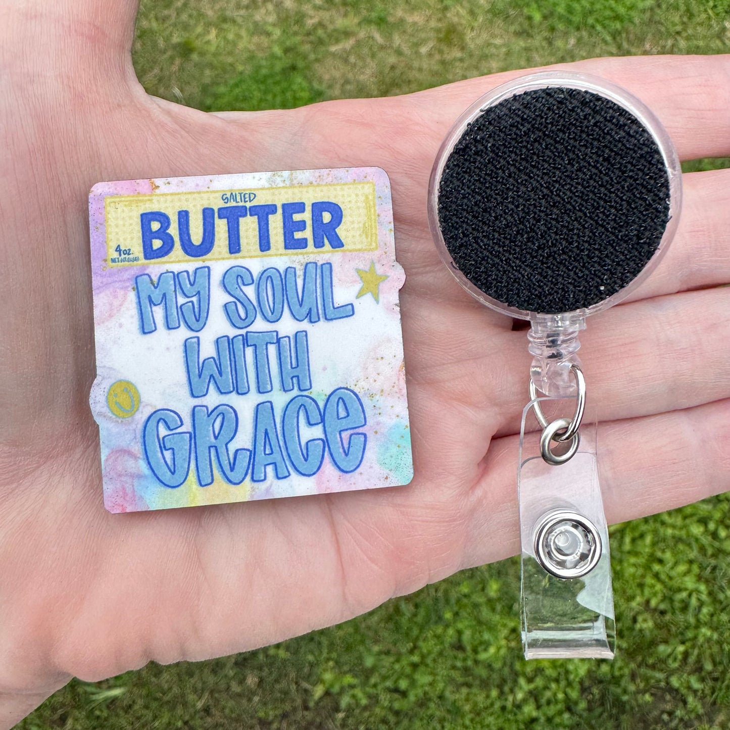 Butter My Soul Interchangeable Badge Button with Reel Option