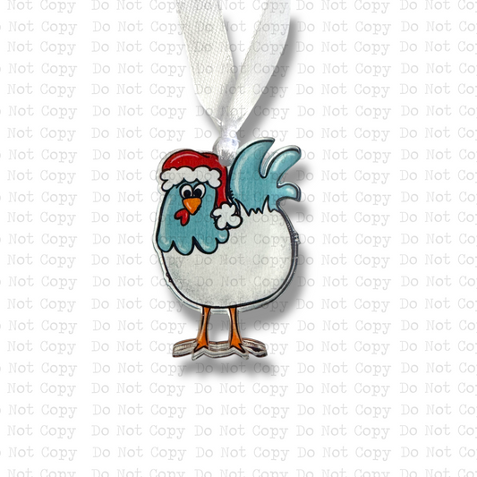 Santa Chicken Mini Ornament