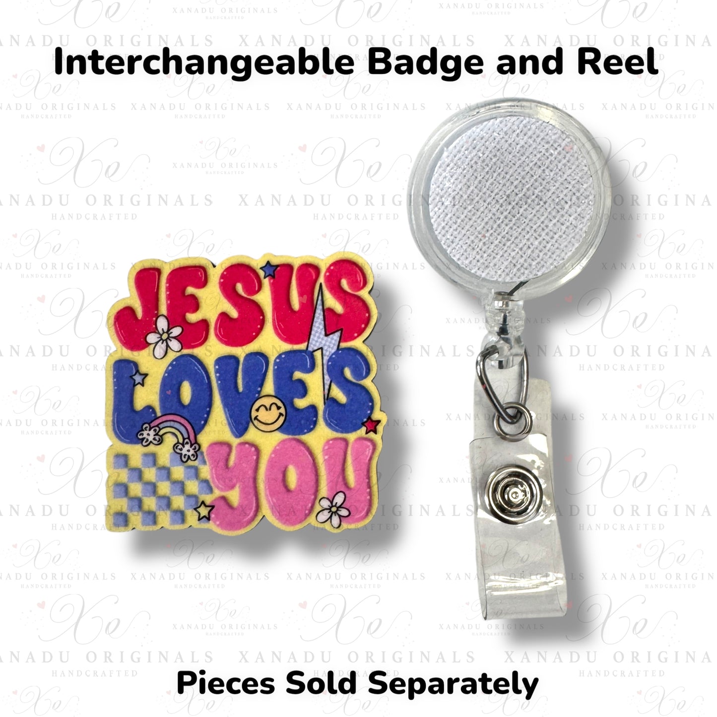 Jesus Loves You Interchangeable Badge Button with Reel Option