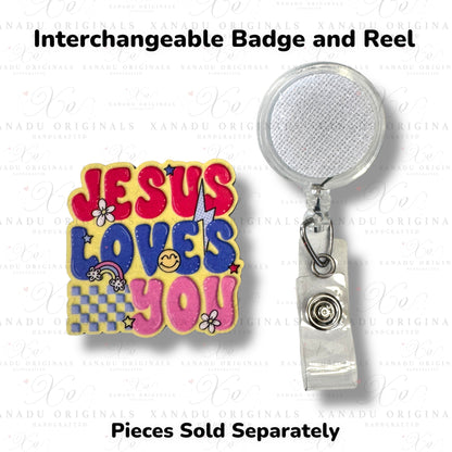 Jesus Loves You Interchangeable Badge Button with Reel Option