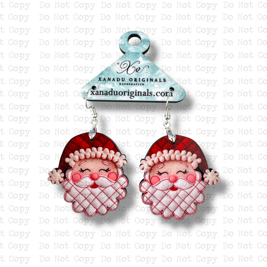 Patchwork Santa Earrings