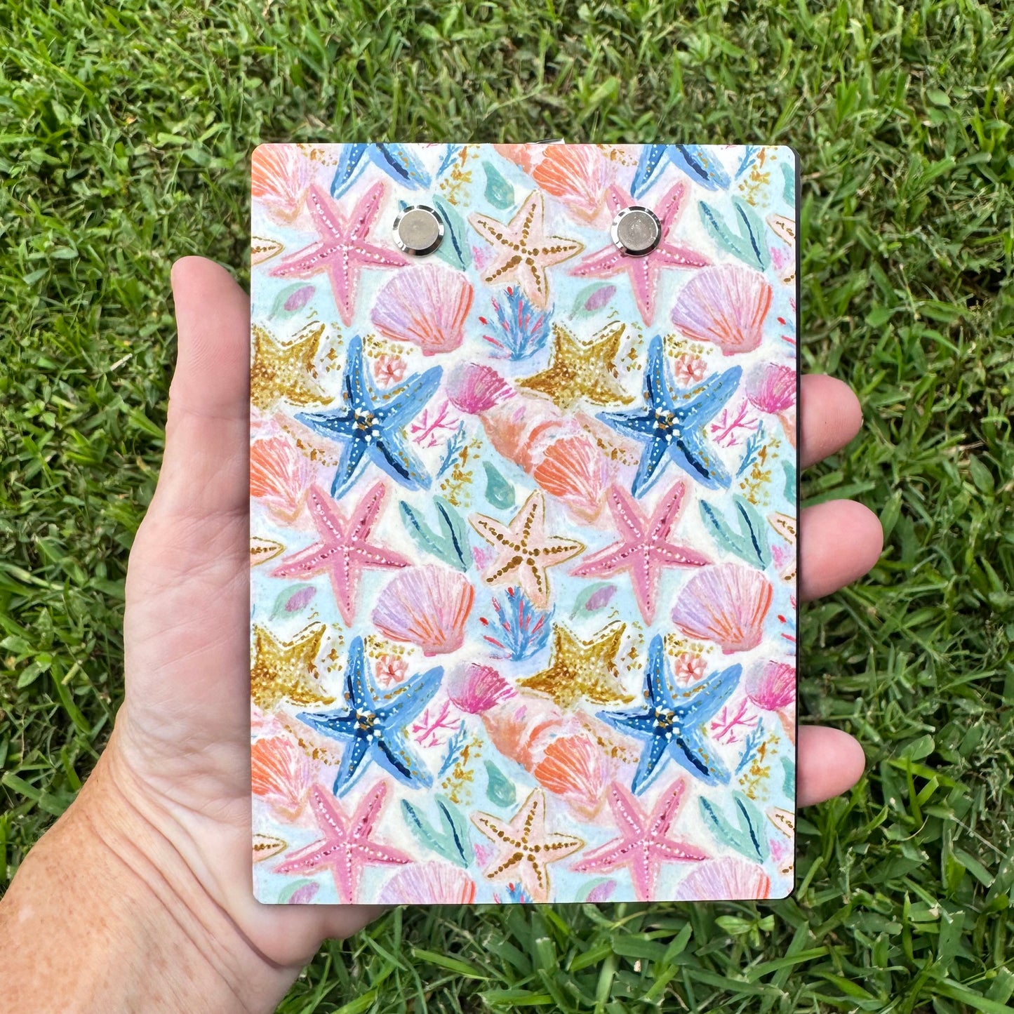 Watercolor Starfish & Seashell Mini Clipboard Notepad Holder