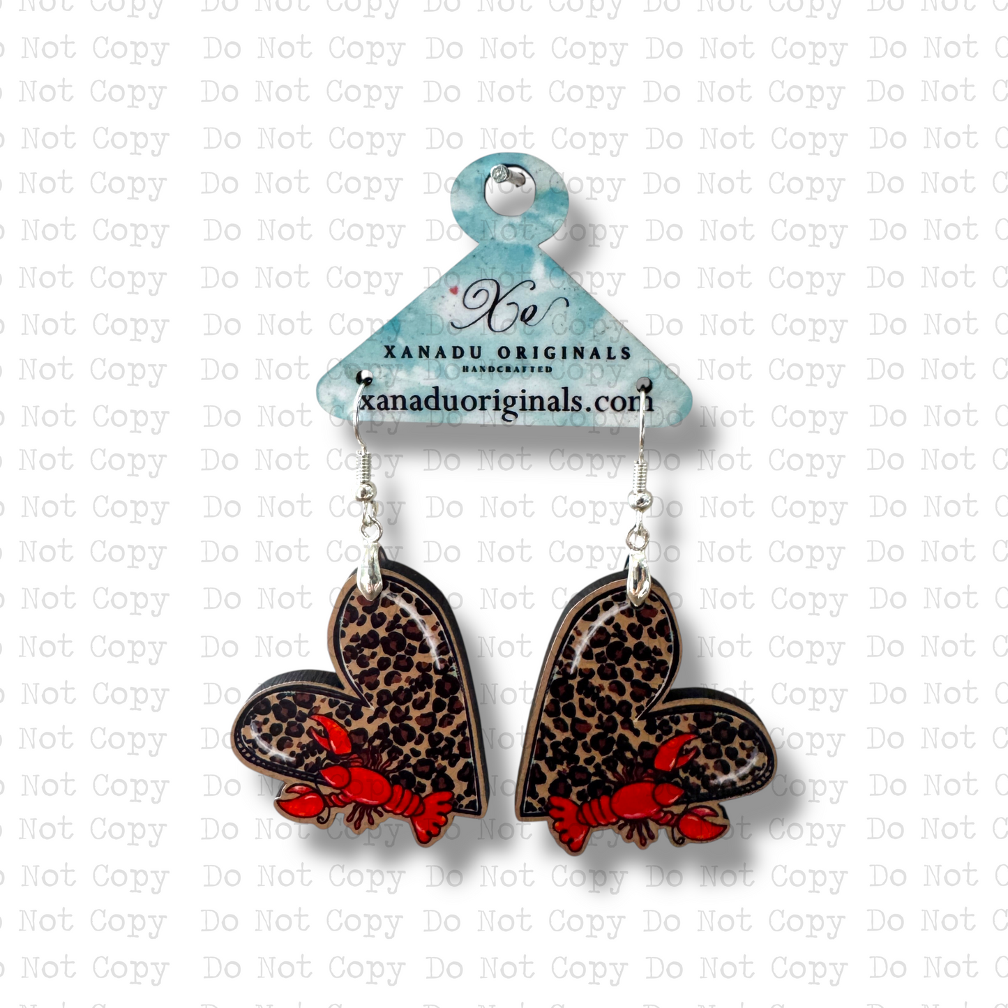 Crawfish Leopard Heart Earrings