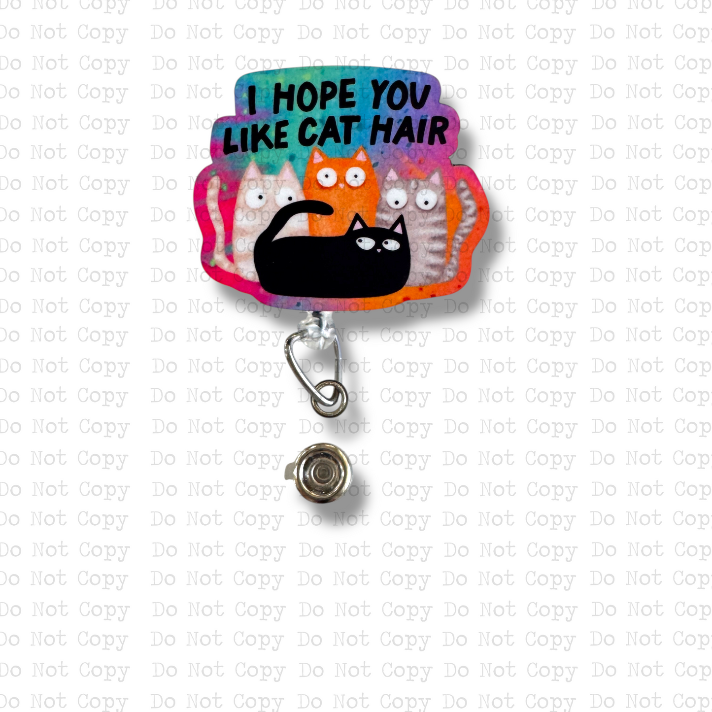 Cat Hair Interchangeable Badge Button with Reel Option