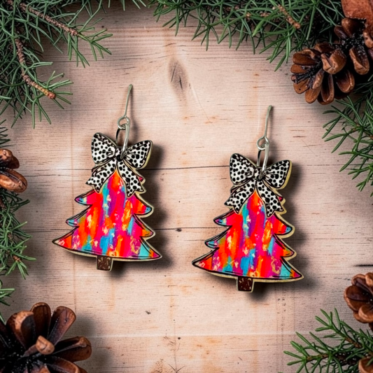 Preppy Pink Tree Earrings