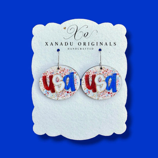 USA Oval Dangle Earrings