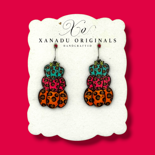 Leopard Pumpkin Stack Earrings