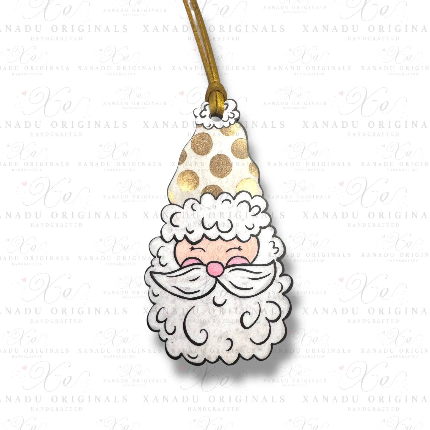 Gold Polkadot Santa Christmas Ornament