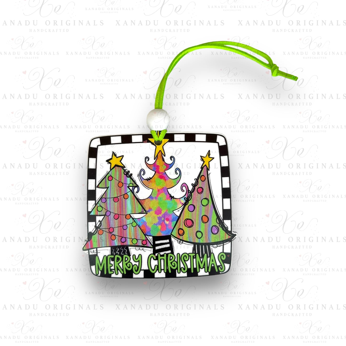 Merry Christmas Whimsical Trees Ornament