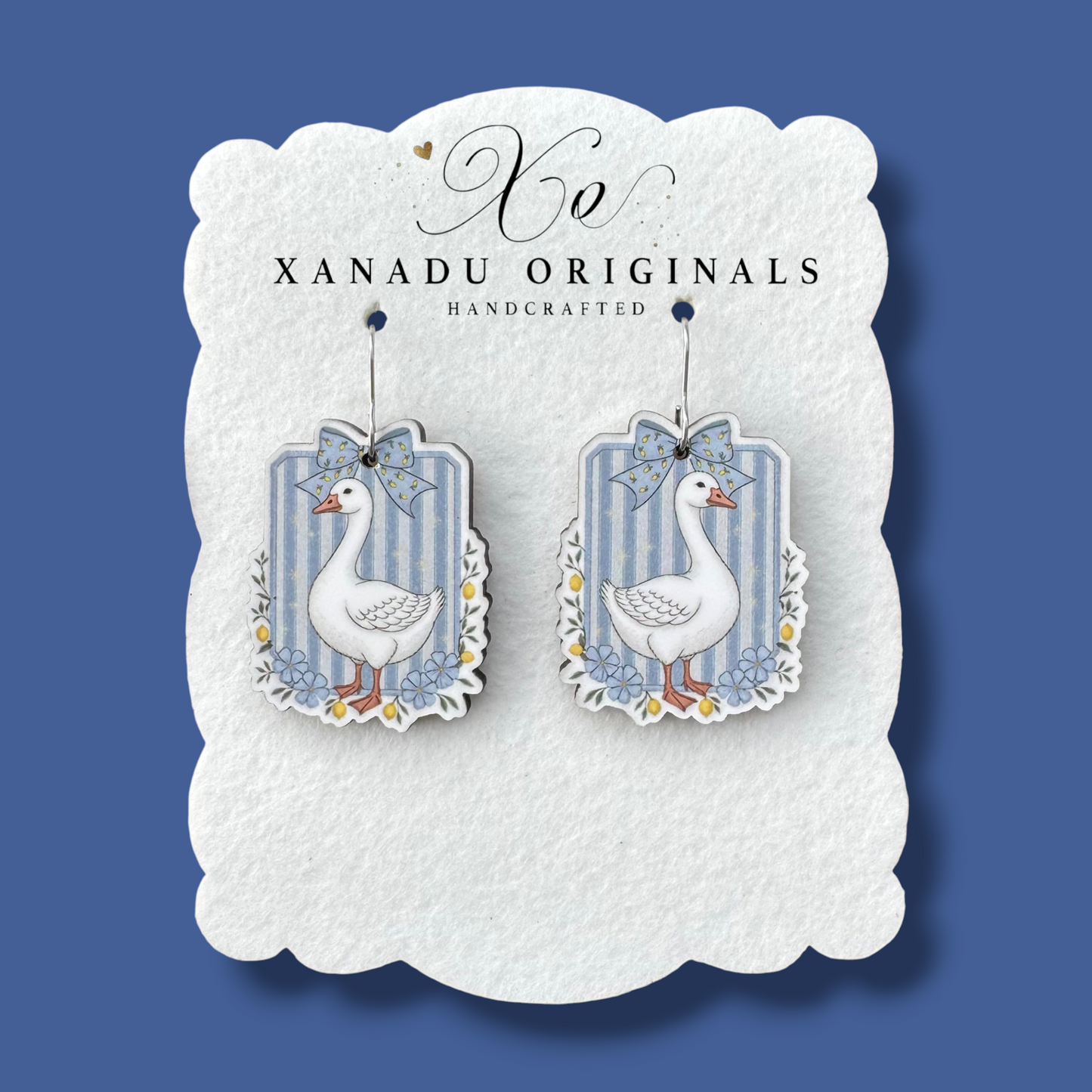 Framed Walking Goose Earrings