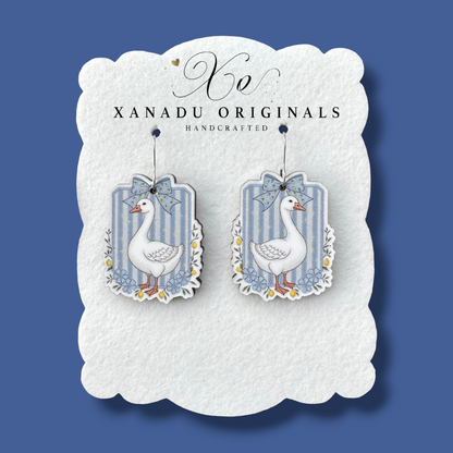 Framed Walking Goose Earrings