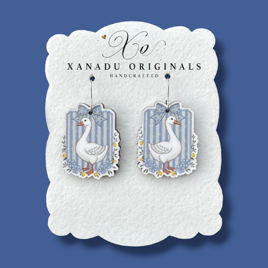 Framed Walking Goose Earrings