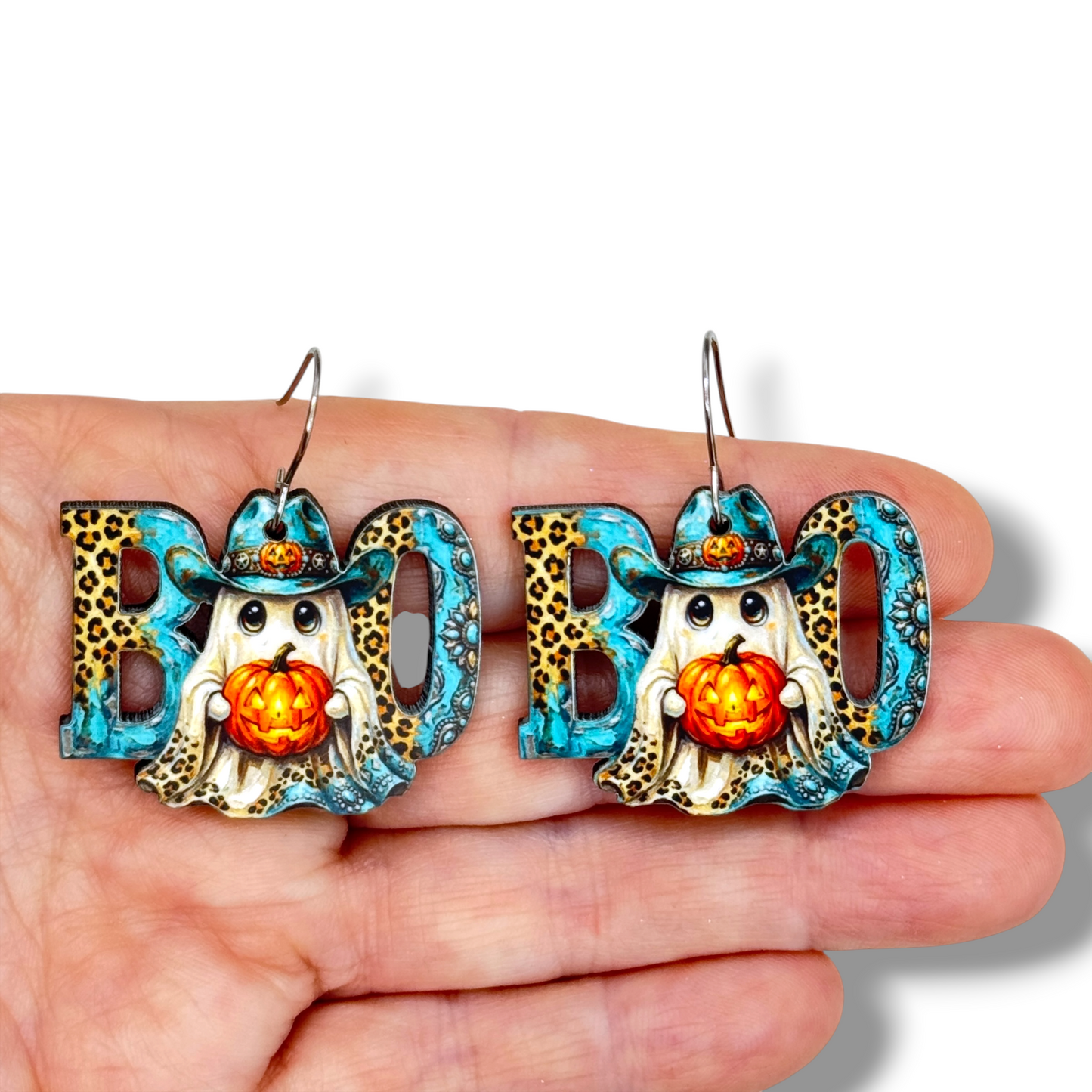 Boo Cowboy Ghost Dangle Earrings