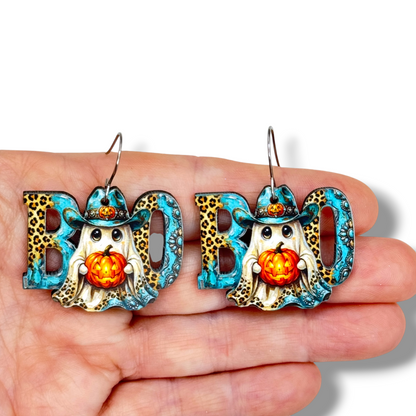 Boo Cowboy Ghost Dangle Earrings