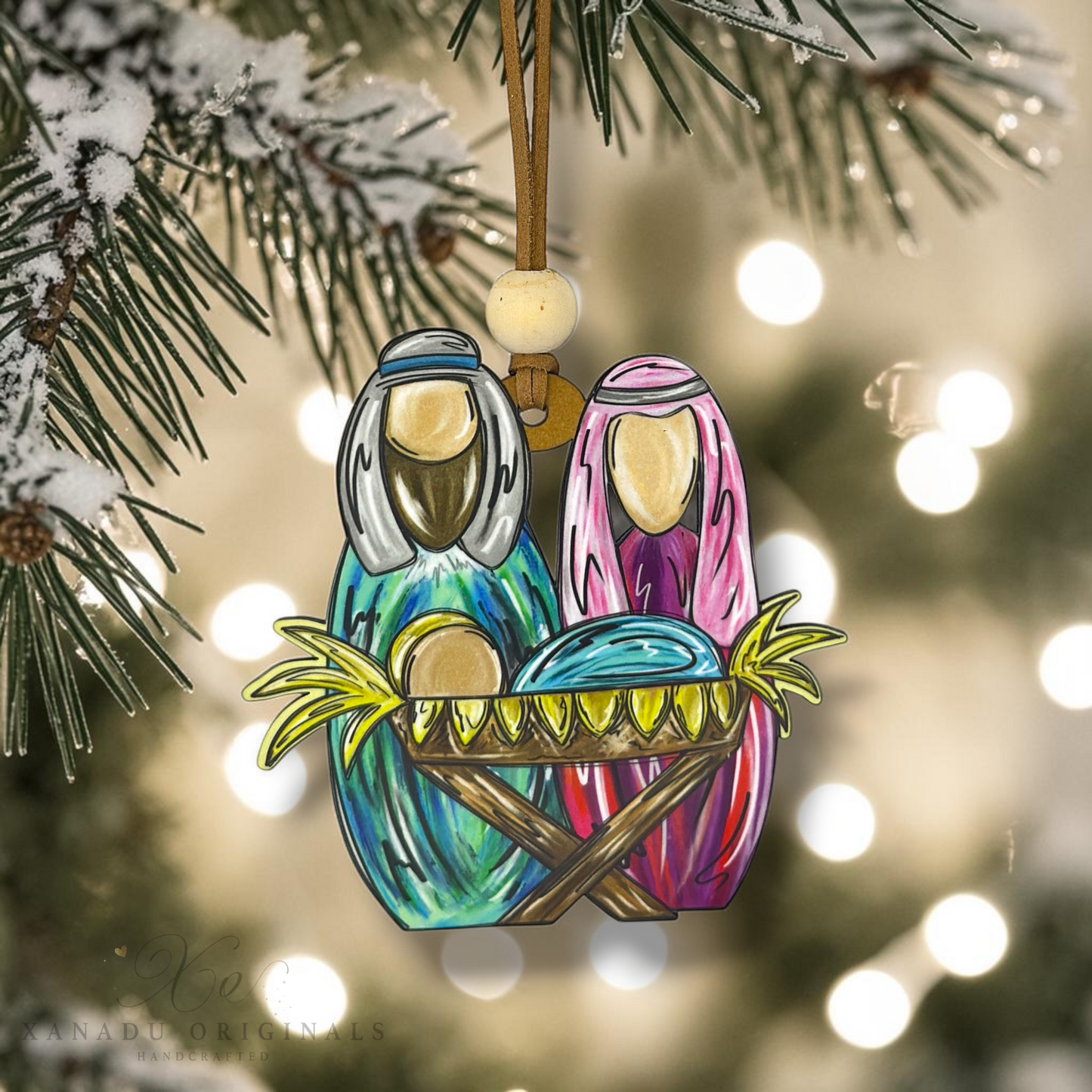 Holy Family Faceless Nativity Scene Manger Scene Christmas Ornament