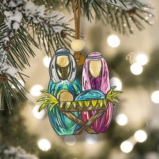 Holy Family Faceless Nativity Scene Manger Scene Christmas Ornament