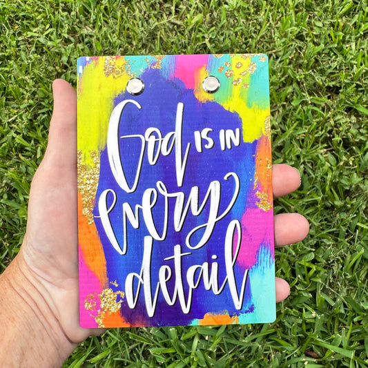 "God Is In Every Detail" Christian Mini Clipboard Notepad Holder