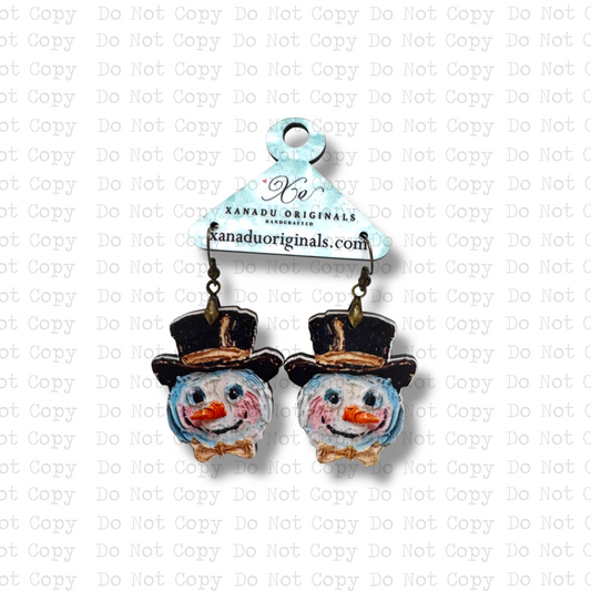 Hand Painted Snowman Earrings