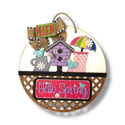 Hello Spring Interchangeable Wood Sign | DIY