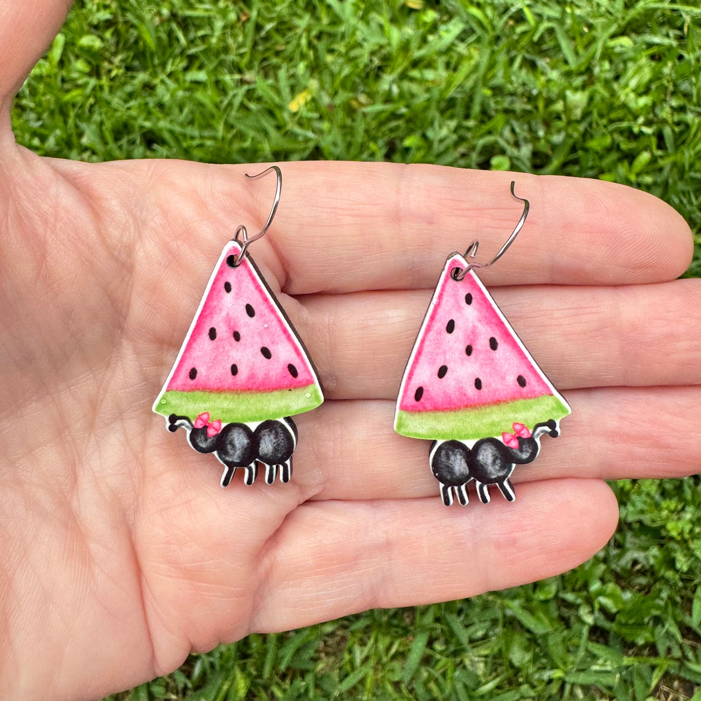 Watermelon Ant Earrings