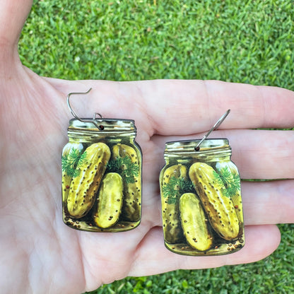 Canned Dill Pickles Earrings