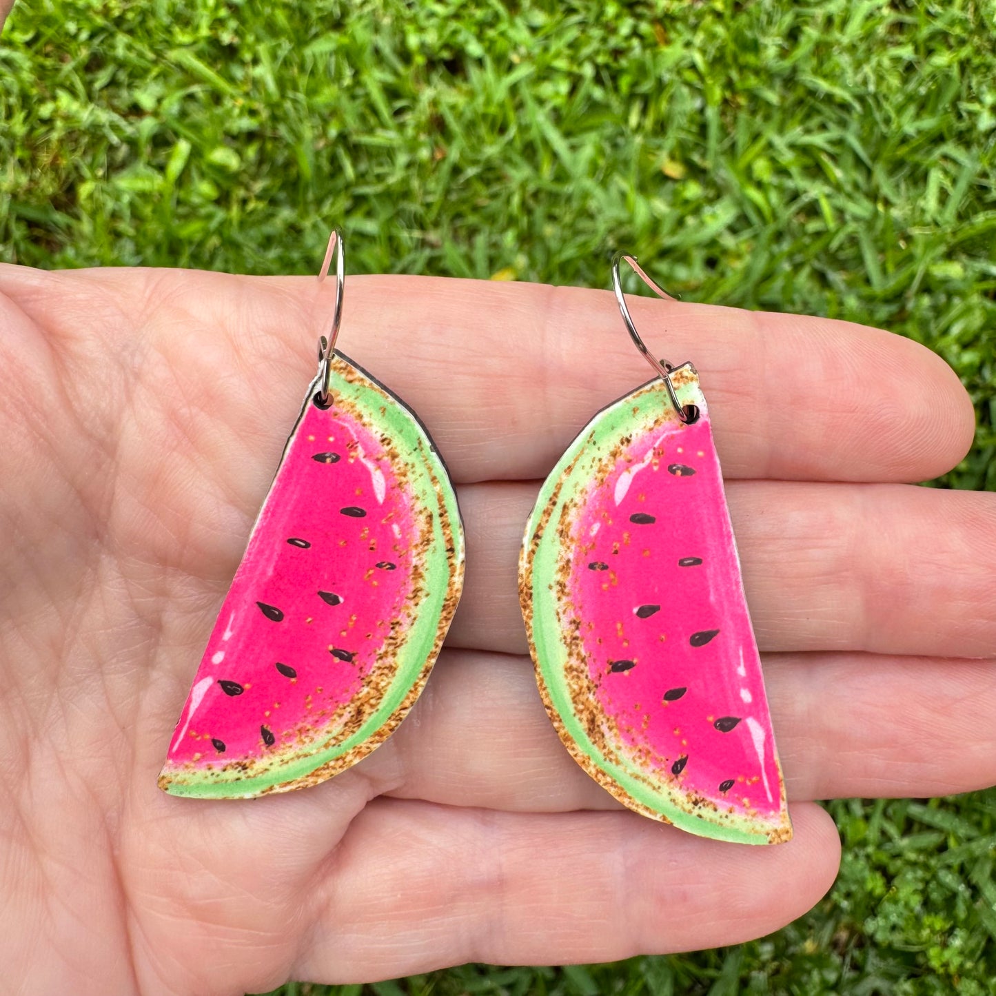 Pink Watermelon Slice Earrings