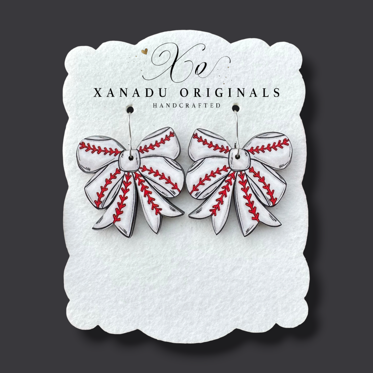 Baseball Bow Earring