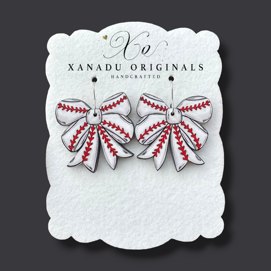Baseball Bow Earring