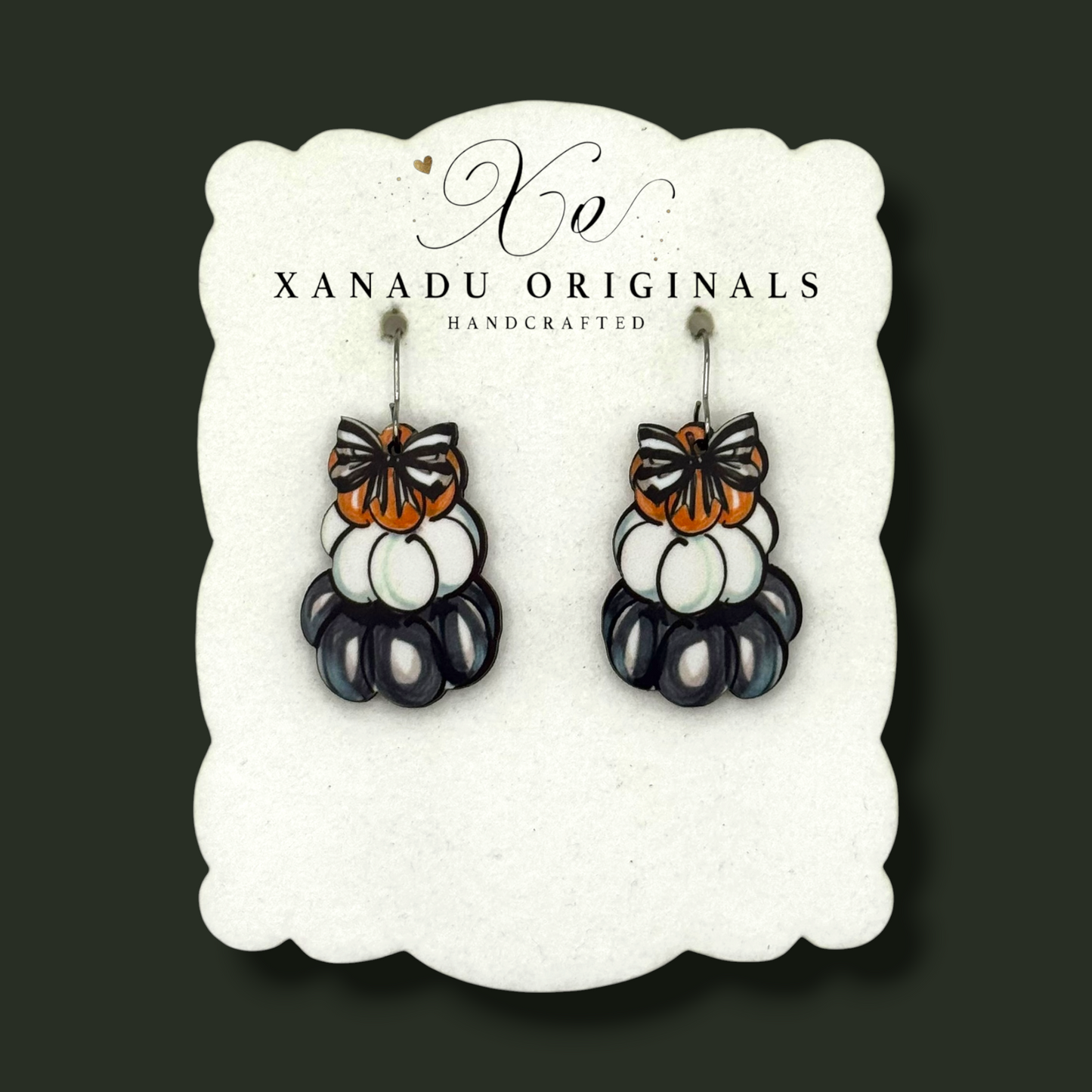 Black and White Pumpkin Stack Earrings