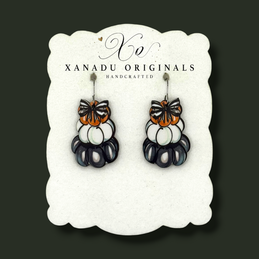 Black and White Pumpkin Stack Earrings