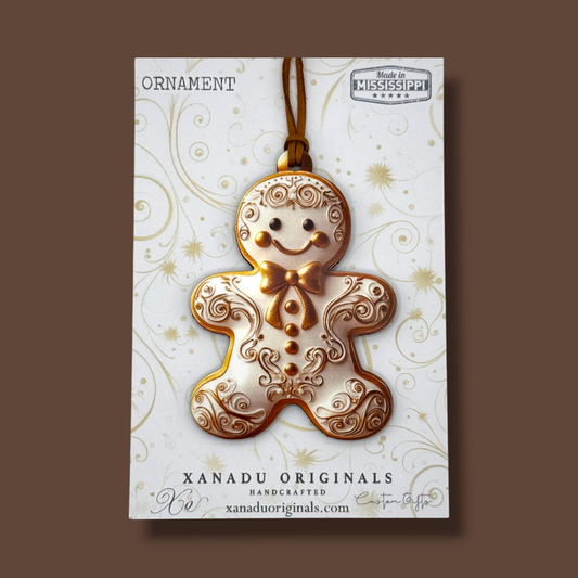 Gold and White Gingerbread Christmas Ornament